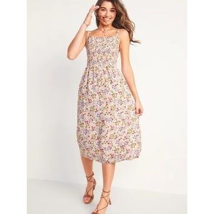 Smocked Fit & Flare Cami Midi Dress